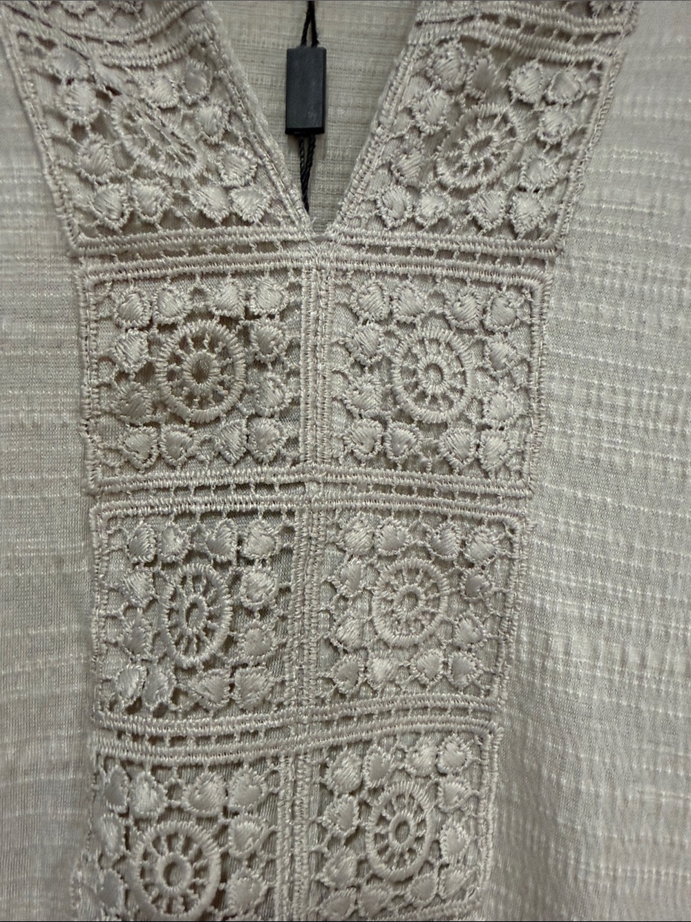 Cable & Gauge Taupe Crochet-Trim Short Sleeve Blouse - Picture 4 of 7